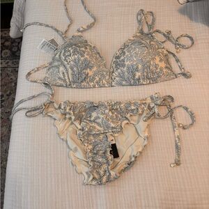H&M Cream and Gray Bikini Set
